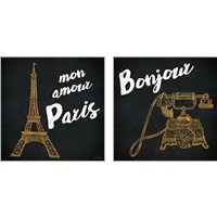 Framed 'Mon Paris Gold 2 Piece Art Print Set' border=