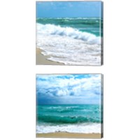 Framed 'Teal Surf 2 Piece Canvas Print Set' border=