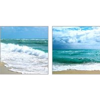 Framed 'Teal Surf 2 Piece Art Print Set' border=