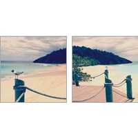 Framed 'Island Vacation 2 Piece Art Print Set' border=