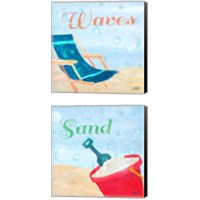 Framed 'Beach Play 2 Piece Canvas Print Set' border=
