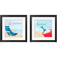 Framed 'Beach Play 2 Piece Framed Art Print Set' border=