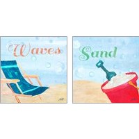 Framed 'Beach Play 2 Piece Art Print Set' border=
