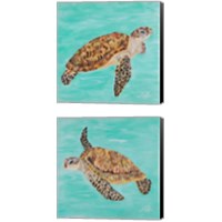 Framed 'Sea Turtle 2 Piece Canvas Print Set' border=