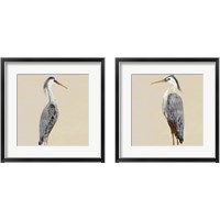 Framed 'Heron on Tan 2 Piece Framed Art Print Set' border=