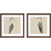 Framed Heron on Tan 2 Piece Framed Art Print Set