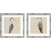 Framed 'Heron on Tan 2 Piece Framed Art Print Set' border=