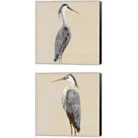 Framed Heron on Tan 2 Piece Canvas Print Set