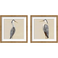 Framed Heron on Tan 2 Piece Framed Art Print Set