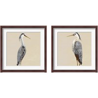 Framed 'Heron on Tan 2 Piece Framed Art Print Set' border=