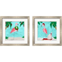 Framed Fa La La La Flamingo Holiday 2 Piece Framed Art Print Set