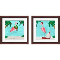 Framed 'Fa La La La Flamingo Holiday 2 Piece Framed Art Print Set' border=