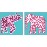 Framed 'Safari Pattern Elephant 2 Piece Art Print Set' border=