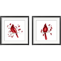 Framed 'Winter Cardinal in Red 2 Piece Framed Art Print Set' border=