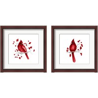 Framed 'Winter Cardinal in Red 2 Piece Framed Art Print Set' border=