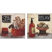 Framed 'Red Jungle Spa 2 Piece Art Print Set' border=