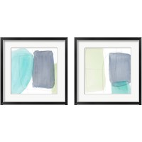 Framed 'Teal and Grey Abstract 2 Piece Framed Art Print Set' border=