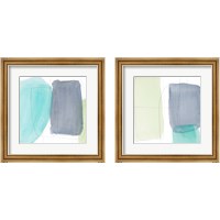 Framed 'Teal and Grey Abstract 2 Piece Framed Art Print Set' border=
