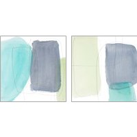 Framed Teal and Grey Abstract 2 Piece Art Print Set