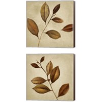 Framed 'Antiqued Leaves 2 Piece Canvas Print Set' border=