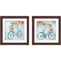 Framed 'Floral Day Bike 2 Piece Framed Art Print Set' border=