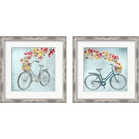Framed 'Floral Day Bike 2 Piece Framed Art Print Set' border=