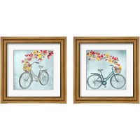 Framed 'Floral Day Bike 2 Piece Framed Art Print Set' border=