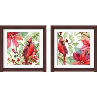 Framed Poinsettia and Cardinal 2 Piece Framed Art Print Set