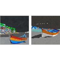 Framed 'Boat Ride along the Coast 2 Piece Art Print Set' border=