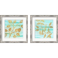 Framed 'Gold Moment of Nature on Teal 2 Piece Framed Art Print Set' border=