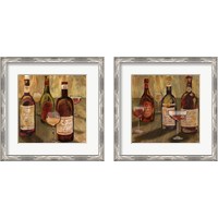 Framed 'Bottle of Wine 2 Piece Framed Art Print Set' border=