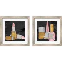 Framed 'Lipstick Poppin' on Black 2 Piece Framed Art Print Set' border=