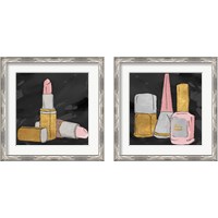 Framed 'Lipstick Poppin' on Black 2 Piece Framed Art Print Set' border=