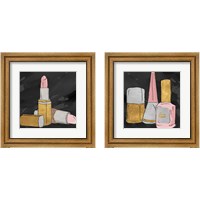 Framed 'Lipstick Poppin' on Black 2 Piece Framed Art Print Set' border=