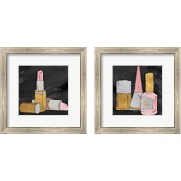 Framed Lipstick Poppin' on Black 2 Piece Framed Art Print Set