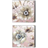 Framed Neutral Flowers on Pink 2 Piece Canvas Print Set