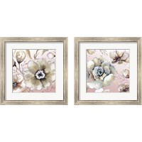 Framed Neutral Flowers on Pink 2 Piece Framed Art Print Set