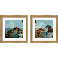 Framed 'Around the Stable 2 Piece Framed Art Print Set' border=