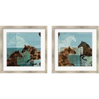 Framed 'Around the Stable 2 Piece Framed Art Print Set' border=