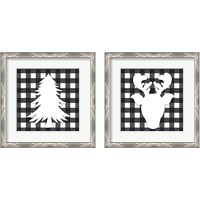 Framed 'Christmas Gingham 2 Piece Framed Art Print Set' border=