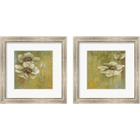 Framed 'Green Flowers 2 Piece Framed Art Print Set' border=