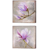 Framed 'Magnolia on Silver Leaf 2 Piece Canvas Print Set' border=