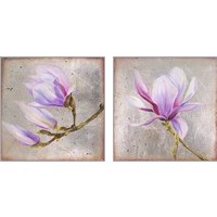 Framed 'Magnolia on Silver Leaf 2 Piece Art Print Set' border=