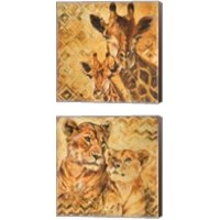 Framed Safari Mother and Son 2 Piece Canvas Print Set
