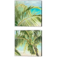 Framed 'Bright Coconut Palm 2 Piece Canvas Print Set' border=