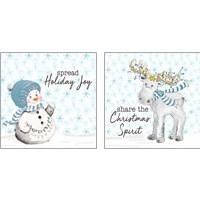 Framed 'Blue Whimsical Christmas 2 Piece Art Print Set' border=