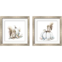 Framed 'Squirrel and Pumpkin 2 Piece Framed Art Print Set' border=