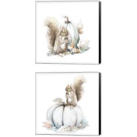 Framed 'Squirrel and Pumpkin 2 Piece Canvas Print Set' border=
