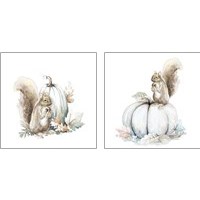Framed Squirrel and Pumpkin 2 Piece Art Print Set