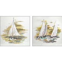 Framed 'Sailing at Sunse 2 Piece Art Print Set' border=